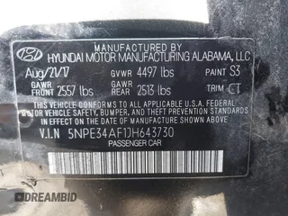 2018 Hyundai Sonata SEL with VIN 5NPE34AF1JH643730, listed as a IAAI auction lot 42087230 with 103,804 mi miles and . Bid and sale history available at carsss.com. Image 9.