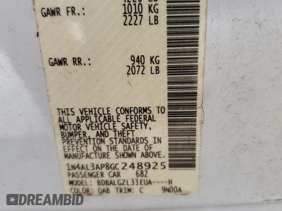 2016 Nissan Altima S z VIN 1N4AL3AP8GC248925, wystawiony jako Copart lot #64938804 z przebiegiem 64 898 mil mil oraz Szkoda całkowita • Salvage title. Historia ofert i sprzedaży dostępna na DreamBid. Obrazek 12.