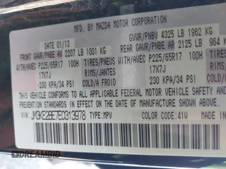 2014 Mazda CX-5 Sport with VIN JM3KE2BE7E0313978, listed as a IAAI auction lot 41437144 with 161,181 mi miles and . Bid and sale history available at carsss.com. Image 9.