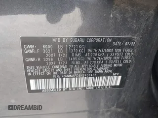 2022 Subaru Ascent Limited with VIN 4S4WMAPD5N3451486, listed as a IAAI auction lot 42592976 with 58,736 mi miles and . Bid and sale history available at DreamBid. Image 9.