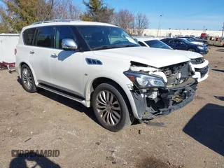 2016 Infiniti QX80 z VIN JN8AZ2NF0G9611224, wystawiony jako IAAI lot #41281386 z przebiegiem Nie podano mil oraz . Historia ofert i sprzedaży dostępna na DreamBid. Obrazek 1.