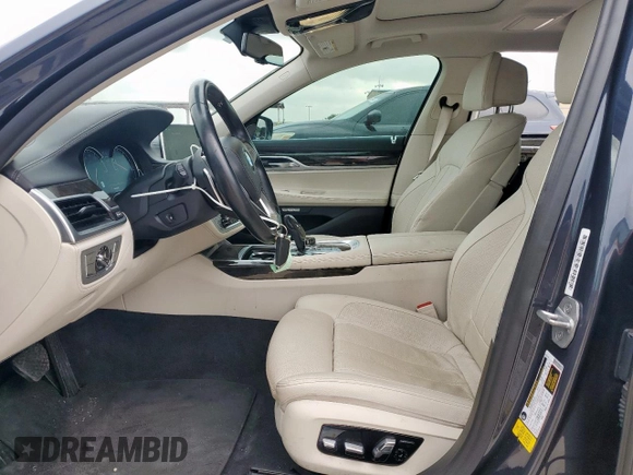 2018 BMW 7 Series 740i with VIN WBA7E2C50JG741970, listed as a Copart auction lot 56480695 with 53,740 mi miles and Salvage title. Bid and sale history available at DreamBid. Image 7.