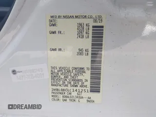 2020 Nissan Altima 2.5 S with VIN 1N4BL4BV3LC141251, listed as a IAAI auction lot 41922056 with 43,170 mi miles. Bid and sale history available at carsss.com. Image 9.