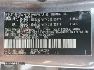 2017 Toyota Highlander Limited z VIN 5TDDZRFH0HS459093, wystawiony jako Copart lot #54344505 z przebiegiem 122 808 mil mil oraz Szkoda całkowita • Salvage title. Historia ofert i sprzedaży dostępna na DreamBid. Obrazek 14.