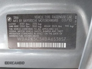 2011 BMW 3 Series 328i xDrive with VIN WBAPK5C54BA653857, listed as a IAAI auction lot 42227242 with 204,817 mi miles and . Bid and sale history available at DreamBid. Image 9.