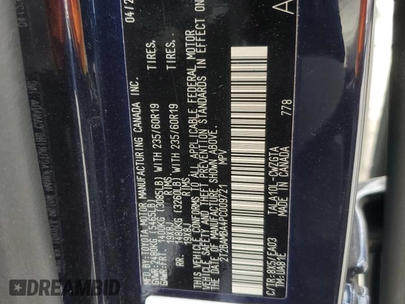 2023 Lexus RX 350 with VIN 2T2BAMBA4PC009721, listed as a Copart auction lot 61285405 with Not provided miles and Salvage title. Bid and sale history available at DreamBid. Image 13.
