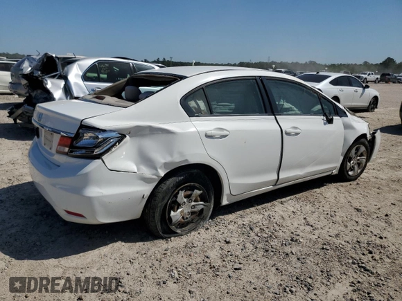 2013 Honda Civic LX with VIN 2HGFB2F51DH561099, listed as a Copart auction lot 51864645 with Not Provided miles and Non Repairable. Bid and sale history available at DreamBid. Image 3.