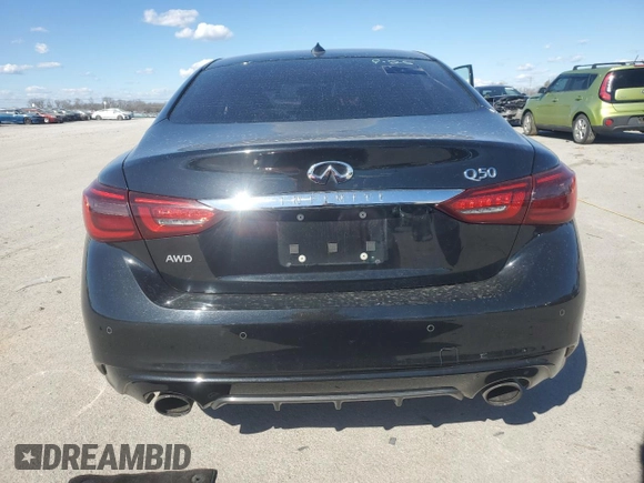 2021 Infiniti Q50 Luxe z VIN JN1EV7BR4MM752541, wystawiony jako Copart lot #47064425 z przebiegiem 64 130 mil mil oraz Szkoda całkowita • Salvage title. Historia ofert i sprzedaży dostępna na DreamBid. Obrazek 6.