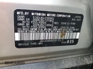 2022 Mitsubishi Outlander SEL z VIN JA4J3VA84NZ091753, wystawiony jako Copart lot #53292355 z przebiegiem 50 586 mil mil oraz Szkody całkowita. Historia ofert i sprzedaży dostępna na DreamBid. Obrazek 13.