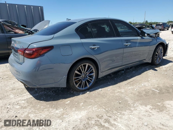 2024 Infiniti Q50 Red Sport 400 with VIN JN1FV7DP7RM660055, listed as a Copart auction lot 49555715 with 8,431 mi miles and Non repairable. Bid and sale history available at DreamBid. Image 3.