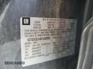 2016 GMC Canyon 4WD SLE with VIN 1GTG6CE30G1202925, listed as a Copart auction lot 47632945 with 109,868 mi miles and Salvage Title. Bid and sale history available at carsss.com. Image 12.