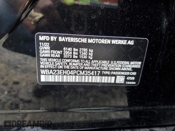 2023 BMW 7 Series 740i z VIN WBA23EH04PCM35417, wystawiony jako Copart lot #64016503 z przebiegiem 12 425 mil mil oraz . Historia ofert i sprzedaży dostępna na DreamBid. Obrazek 12.