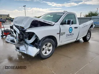 2019 Ram 1500 Tradesman with VIN 3C6JR6DT0KG560950, listed as a Copart auction lot 63824615 with 107,474 mi miles and Salvage title. Bid and sale history available at DreamBid. Image 1.