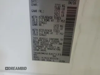 2016 Nissan Pathfinder SL с VIN 5N1AR2MM2GC647135, выставлен на аукционе Copart как лот 59543075 с пробегом 204 855 миль миль и Чистый • Clean title. История ставок и продаж доступна на DreamBid. Изображение 13.