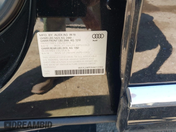 2017 Audi Q5 Premium Plus с VIN WA1L2AFP2HA012393, выставлен на аукционе IAAI как лот 41921717 с пробегом 84 065 миль миль и . История ставок и продаж доступна на DreamBid. Изображение 9.
