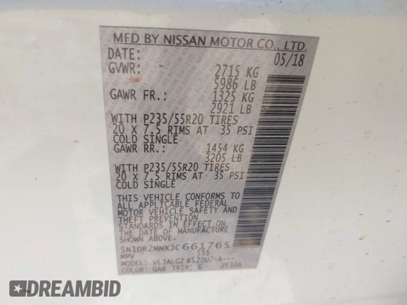 2018 Nissan Pathfinder SL with VIN 5N1DR2MNXJC661765, listed as a IAAI auction lot 42081533 with 87,299 mi miles. Bid and sale history available at carsss.com. Image 9.