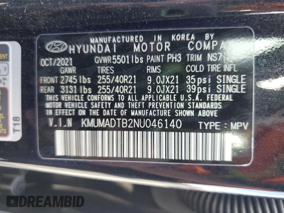 2022 Genesis GV70 2.5T с VIN KMUMADTB2NU046140, выставлен на аукционе Copart как лот 54054525 с пробегом 43 908 миль миль и Списание • Salvage title. История ставок и продаж доступна на DreamBid. Изображение 14.