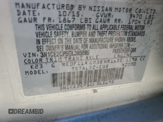 2016 Nissan Note SR with VIN 3N1CE2CP5GL365695, listed as a Copart auction lot 58968705 with 161,166 mi miles and Clean title. Bid and sale history available at DreamBid. Image 12.