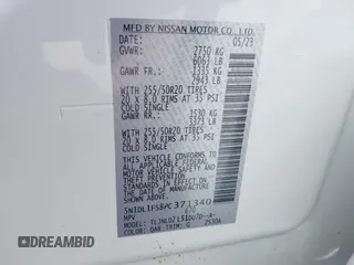 2023 Infiniti QX60 Luxe with VIN 5N1DL1FS8PC371340, listed as a IAAI auction lot 41579561 with 13,074 mi miles and . Bid and sale history available at DreamBid. Image 9.