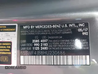 2017 Mercedes-Benz C 300 with VIN 55SWF4JB8HU230686, listed as a IAAI auction lot 41924402 with 102,989 mi miles and . Bid and sale history available at carsss.com. Image 9.