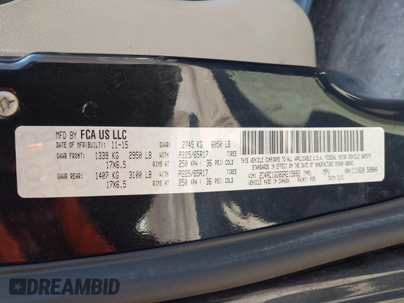 2016 Chrysler Town & Country Limited Platinum with VIN 2C4RC1GG8GR215892, listed as a IAAI auction lot 41779400 with 156,678 mi miles. Bid and sale history available at carsss.com. Image 9.
