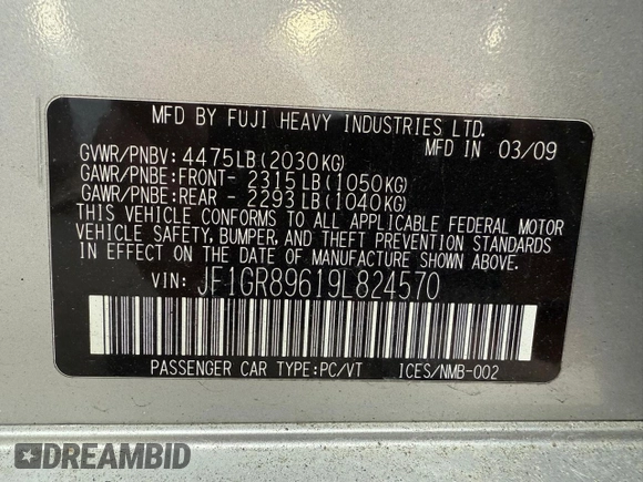 2009 Subaru WRX STI with VIN JF1GR89619L824570, listed as a Copart auction lot 65481115 with 169,078 mi miles and Clean title. Bid and sale history available at DreamBid. Image 10.