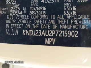 2023 Kia Soul LX with VIN KNDJ23AU2P7215902, listed as a IAAI auction lot 40337743 with 13,896 mi miles and . Bid and sale history available at DreamBid. Image 9.