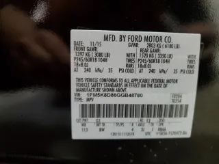 2016 Ford Explorer XLT with VIN 1FM5K8D86GGB48780, listed as a Copart auction lot 52429285 with 113,218 mi miles and Salvage Title. Bid and sale history available at carsss.com. Image 13.