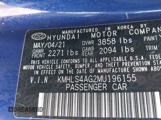 2021 Hyundai Elantra SEL z VIN KMHLS4AG2MU196155, wystawiony jako IAAI lot #42299936 z przebiegiem 103 747 mil mil oraz . Historia ofert i sprzedaży dostępna na DreamBid. Obrazek 9.