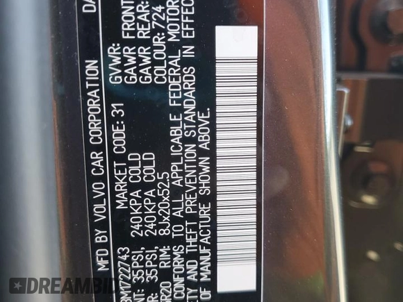 2021 Volvo XC60 Momentum с VIN YV4102RK3M1722743, выставлен на аукционе Copart как лот 54784965 с пробегом 36 686 миль миль и Списание • Salvage title. История ставок и продаж доступна на DreamBid. Изображение 13.