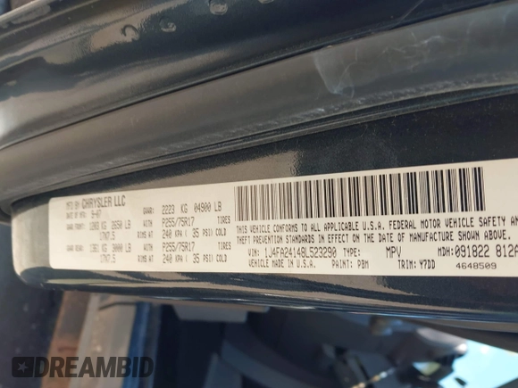 2008 Jeep Wrangler X with VIN 1J4FA24148L523290, listed as a IAAI auction lot 42694288 with 73,921 mi miles and . Bid and sale history available at DreamBid. Image 9.