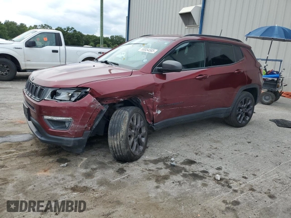 2021 Jeep Compass 80th Anniversary with VIN 3C4NJDEBXMT546477, listed as a Copart auction lot 58854585 with 57,376 mi miles and Non repairable. Bid and sale history available at DreamBid. Image 1.