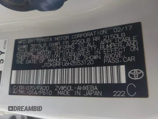 2017 Toyota Prius Two with VIN JTDKBRFU6H3553120, listed as a IAAI auction lot 42581217 with 174,640 mi miles and . Bid and sale history available at DreamBid. Image 9.