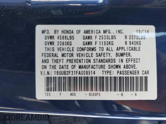 2015 Acura TLX V6 z VIN 19UUB2F31FA009514, wystawiony jako IAAI lot #41881286 z przebiegiem 115 735 mil mil oraz . Historia ofert i sprzedaży dostępna na DreamBid. Obrazek 9.