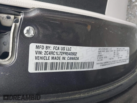 2023 Chrysler Pacifica Hybrid Touring L with VIN 2C4RC1L72PR540902, listed as a IAAI auction lot 42151047 with Not Provided miles and . Bid and sale history available at DreamBid. Image 9.
