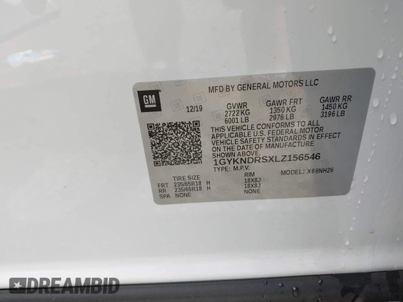 2020 Cadillac XT5 Premium Luxury AWD with VIN 1GYKNDRSXLZ156546, listed as a IAAI auction lot 42654527 with 39,911 mi miles and . Bid and sale history available at DreamBid. Image 9.