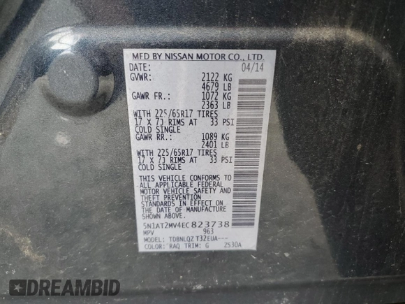2014 Nissan Rogue S with VIN 5N1AT2MV4EC823738, listed as a Copart auction lot 51106755 with 196,321 mi miles and Clean Title. Bid and sale history available at carsss.com. Image 13.