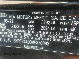 2021 Kia Forte LXS z VIN 3KPF24AD3ME370093, wystawiony jako IAAI lot #42253166 z przebiegiem 31 371 mil mil oraz . Historia ofert i sprzedaży dostępna na DreamBid. Obrazek 9.