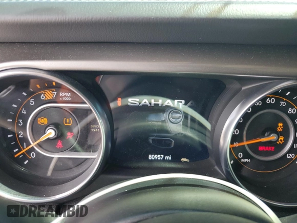 2020 Jeep Wrangler Unlimited Sahara with VIN 1C4HJXEN0LW161222, listed as a Copart auction lot 63681485 with 80,957 mi miles and Salvage title. Bid and sale history available at DreamBid. Image 9.