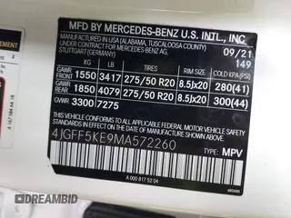 2021 Mercedes-Benz GLS 450 z VIN 4JGFF5KE9MA572260, wystawiony jako IAAI lot #42287425 z przebiegiem 65 510 mil mil oraz . Historia ofert i sprzedaży dostępna na DreamBid. Obrazek 9.