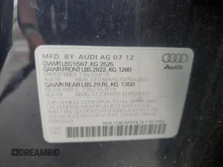 2012 Audi Q5 Premium Plus with VIN WA1DKAFP0CA136790, listed as a Copart auction lot 54341785 with 94,101 mi miles and Salvage title. Bid and sale history available at DreamBid. Image 12.