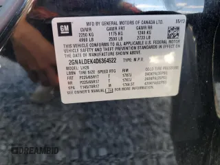 2013 Chevrolet Equinox LT with VIN 2GNALDEK4D6364522, listed as a Copart auction lot 70392133 with 82,595 mi miles and Salvage Title. Bid and sale history available at carsss.com. Image 12.