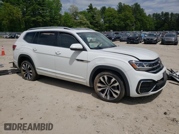 2021 Volkswagen Atlas SEL Premium R-Line with VIN 1V2FR2CA3MC550747, listed as a Copart auction lot 57286075 with Not provided miles and Salvage title. Bid and sale history available at DreamBid. Image 4.