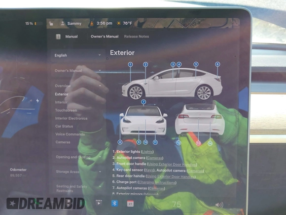 2018 Tesla Model 3 Long Range Battery z VIN 5YJ3E1EB5JF180030, wystawiony jako IAAI lot #41897617 z przebiegiem 89 557 mil mil oraz . Historia ofert i sprzedaży dostępna na DreamBid. Obrazek 18.