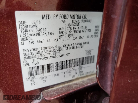 2016 Ford F-250 Lariat с VIN 1FT7W2BT8GEC97807, выставлен на аукционе Copart как лот 53368515 с пробегом 317 999 миль миль и Списание • Salvage title. История ставок и продаж доступна на DreamBid. Изображение 12.