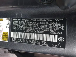 2008 Toyota Prius with VIN JTDKB20U283308301, listed as a IAAI auction lot 41616429 with 160,726 mi miles. Bid and sale history available at carsss.com. Image 9.