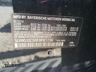 2015 BMW X6 sDrive35i with VIN 5UXKU0C50F0F91736, listed as a Copart auction lot 56662172 with 67,560 mi miles. Bid and sale history available at carsss.com. Image 10.