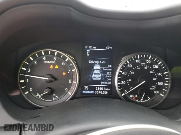 2023 Infiniti Q50 Luxe with VIN JN1EV7BR6PM541314, listed as a Copart auction lot 49377505 with 23,601 mi miles and Salvage title. Bid and sale history available at DreamBid. Image 9.