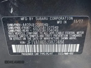 2018 Subaru WRX с VIN JF1VA1A65J9822484, выставлен на аукционе IAAI как лот 41687848 с пробегом 89 566 миль миль и . История ставок и продаж доступна на DreamBid. Изображение 9.
