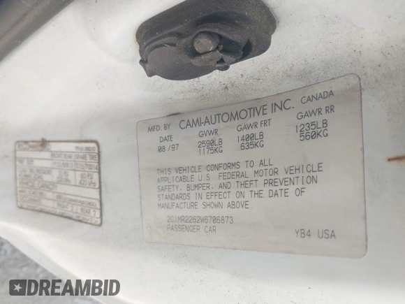 1998 Chevrolet Metro with VIN 2C1MR2262W6706873, listed as a IAAI auction lot 42052809 with 142,302 mi miles and . Bid and sale history available at DreamBid. Image 9.